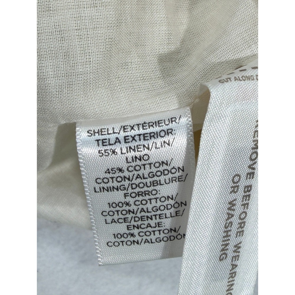 LOFT Lace Stripe Shift Dress Womens Size 8 Ivory Linen Cotton Sleeveless Lined - Picture 11 of 15